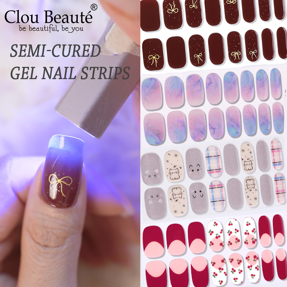 Semi-Cured Gel Nail Strips 16  - đánh giá và giá Full Cover Adhesive